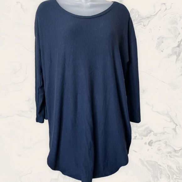 Three Dots Essential Knit 3/4 Scoop Neck Tee - Size Xl - Navy - Picture 1 of 2